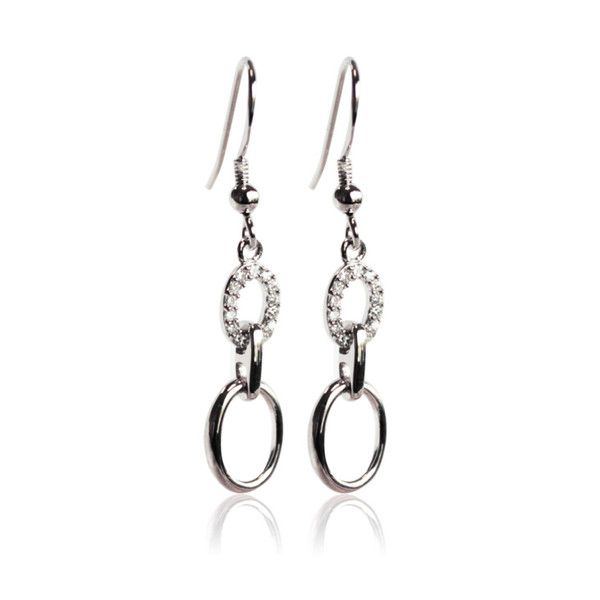 Persona Silver and CZ Crystal Ovals Earrings